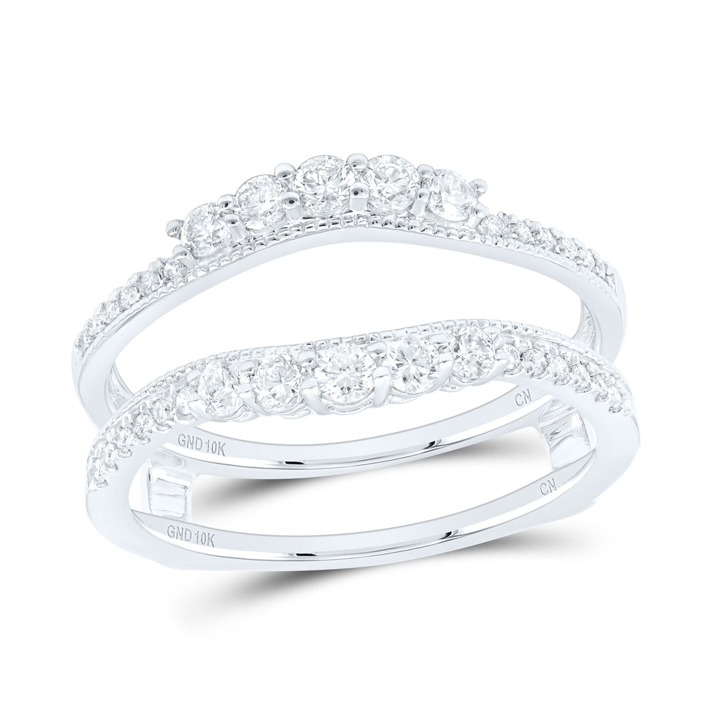 10kt White Gold Womens Round Diamond Wrap Enhancer Wedding Band 1/2 Cttw