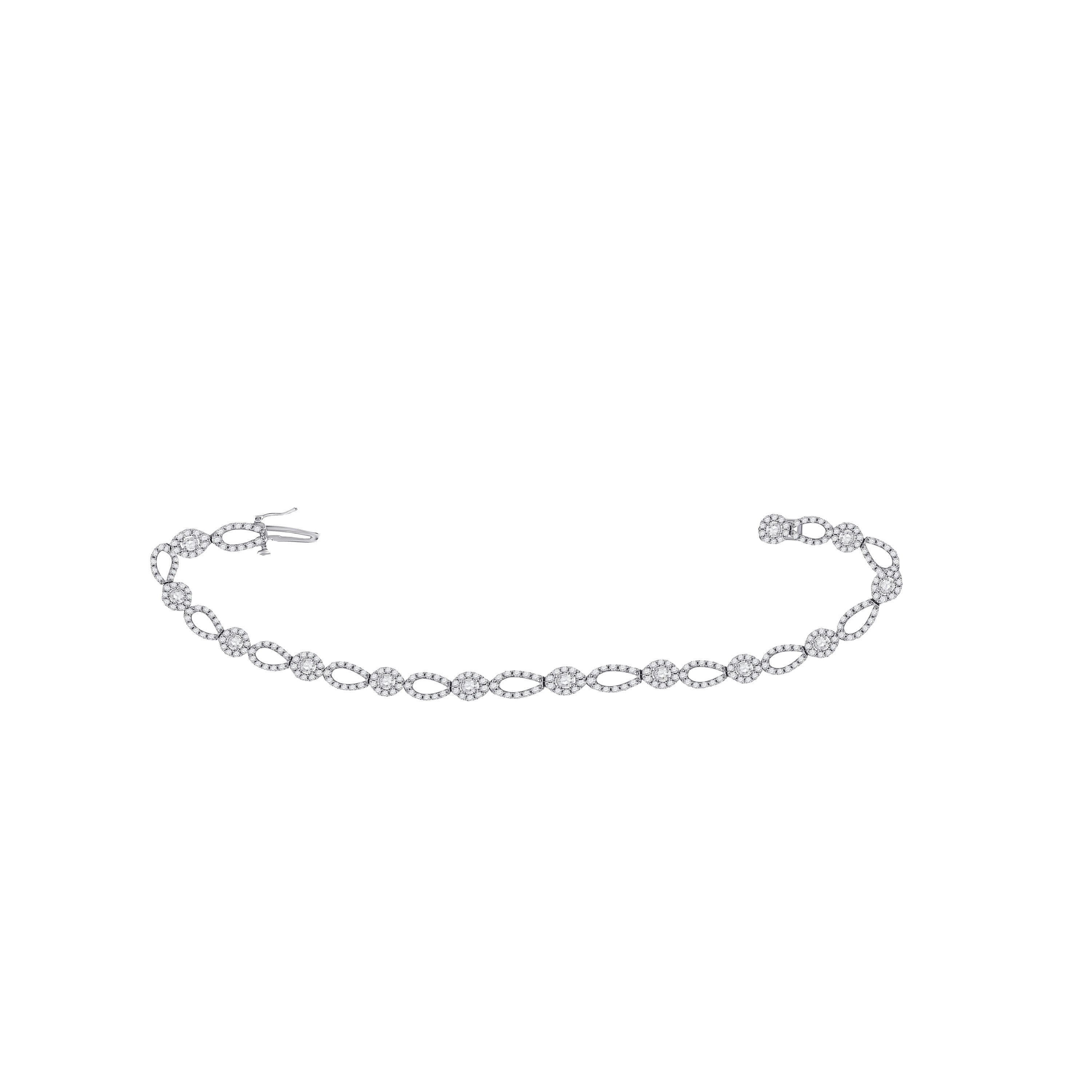 14kt White Gold Womens Round Diamond Link Bracelet 3 Cttw
