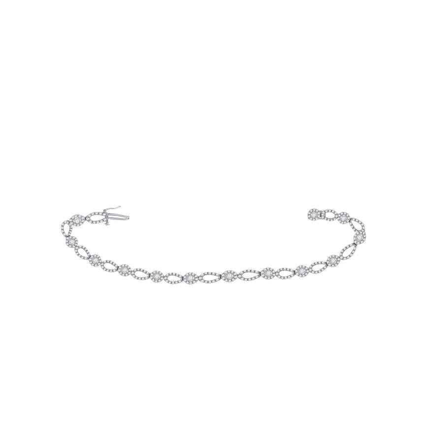 14kt White Gold Womens Round Diamond Link Bracelet 3 Cttw