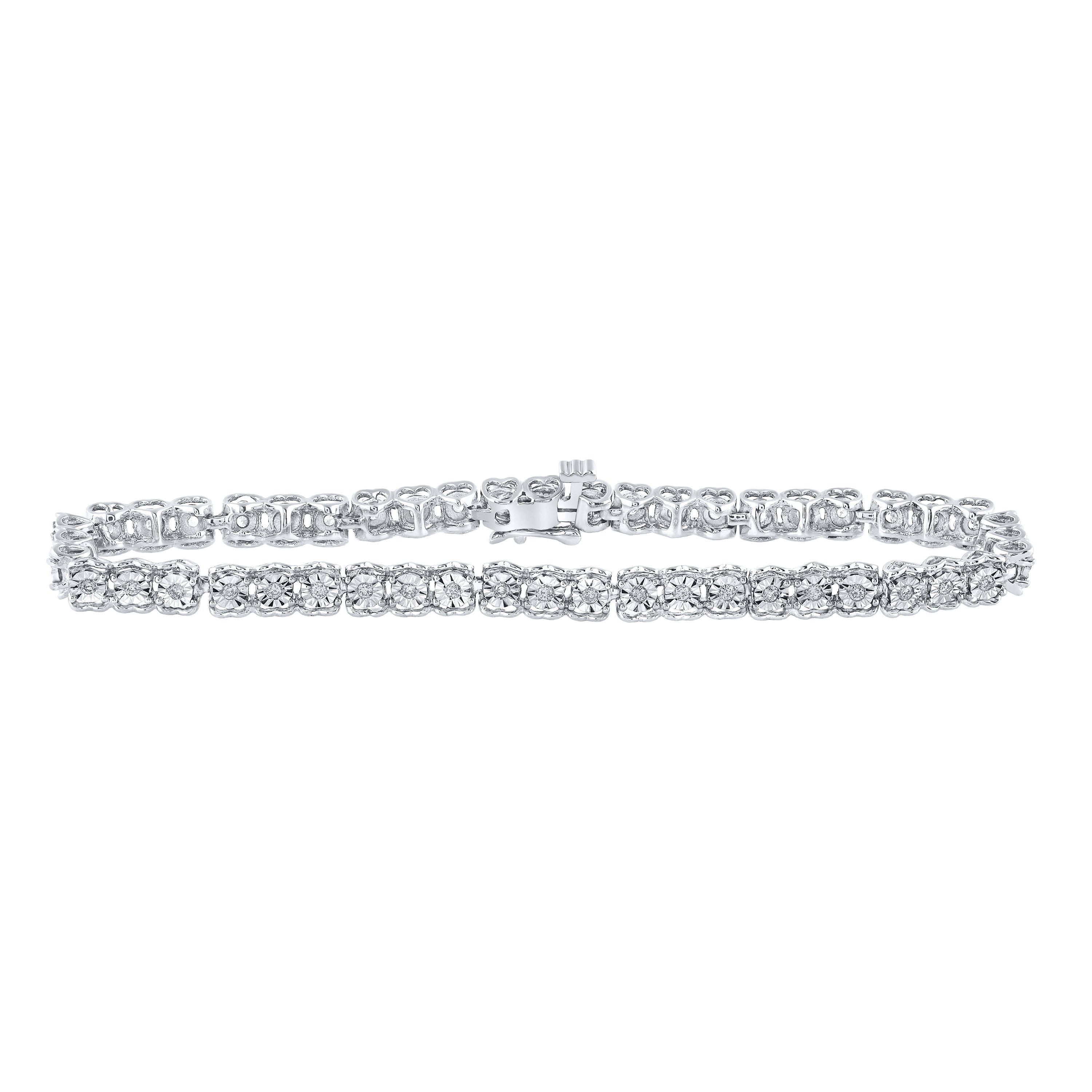 10kt White Gold Womens Round Diamond Tennis Bracelet 1/2 Cttw