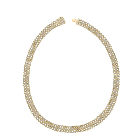 10kt Yellow Gold Mens Round Diamond Double Curb 22-inch Link Chain Necklace 12-3/4 Cttw