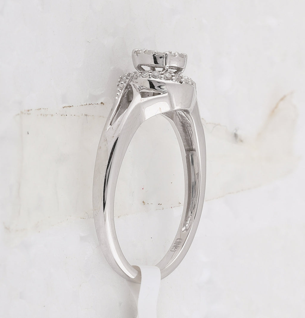 10kt White Gold Princess Round Diamond Cluster Bridal Wedding Engagement Ring 1/5 Cttw