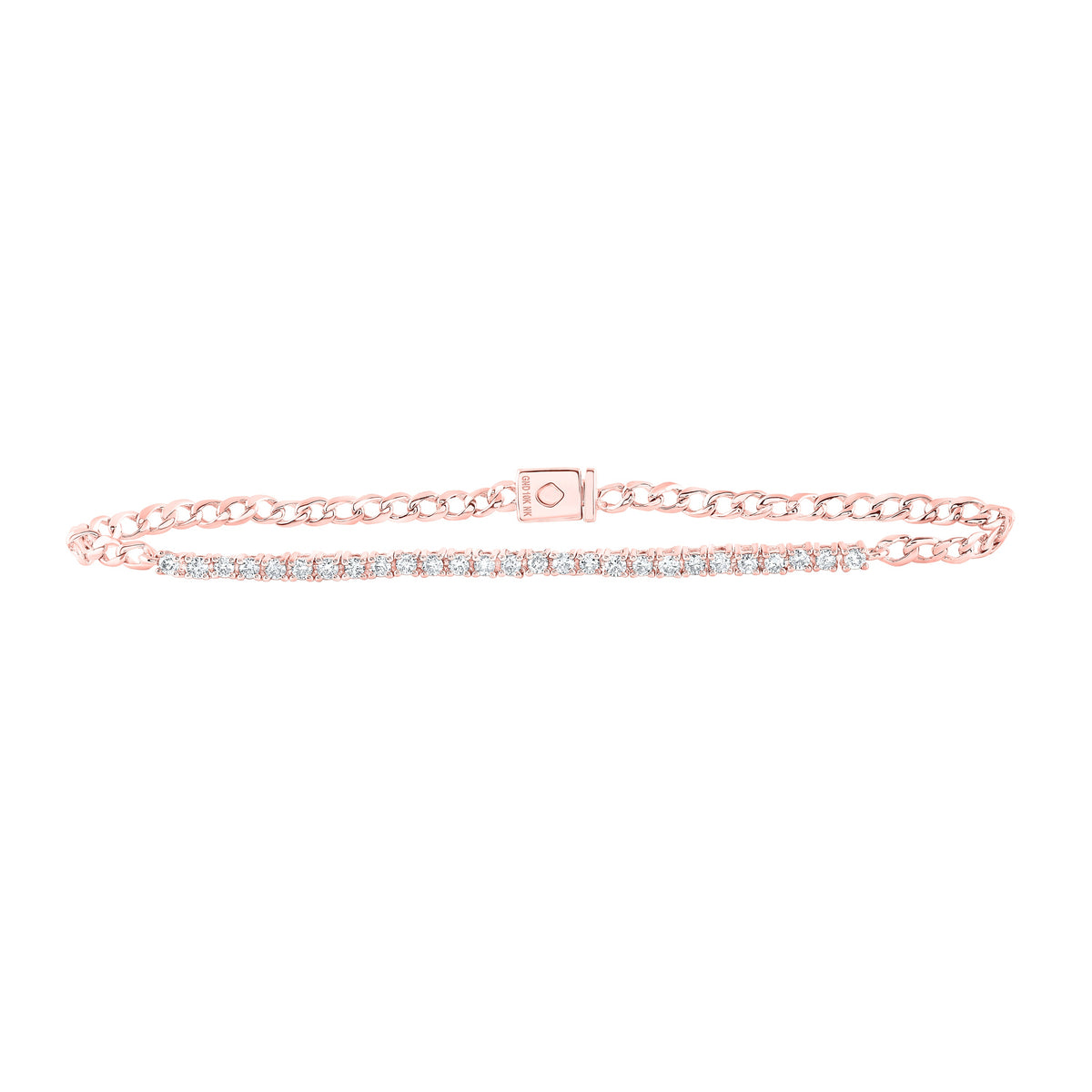 10kt Rose Gold Womens Round Diamond Tennis Bracelet 3/4 Cttw