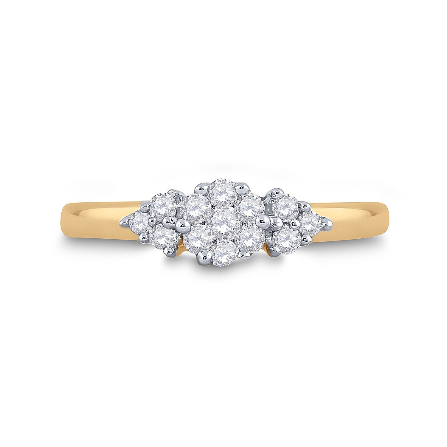 14kt Yellow Gold Womens Round Diamond Cluster Fashion Ring 1/4 Cttw