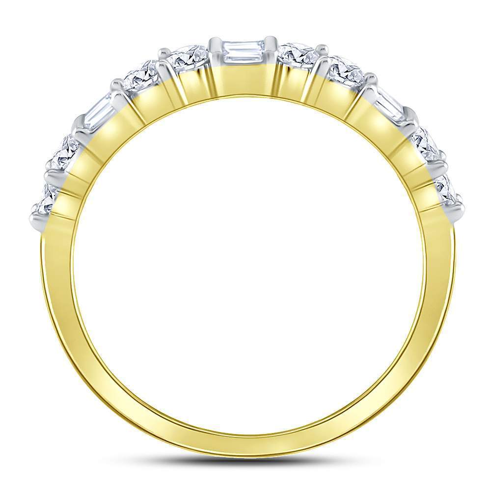 10kt Yellow Gold Womens Baguette Round Diamond Band Ring 1/2 Cttw