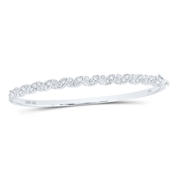 10kt White Gold Womens Round Diamond Bangle Bracelet 1 Cttw