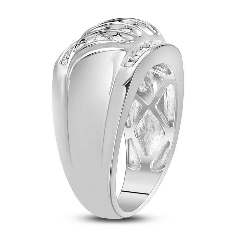 14kt White Gold Mens Round Diamond Wedding Band Ring 1 Cttw