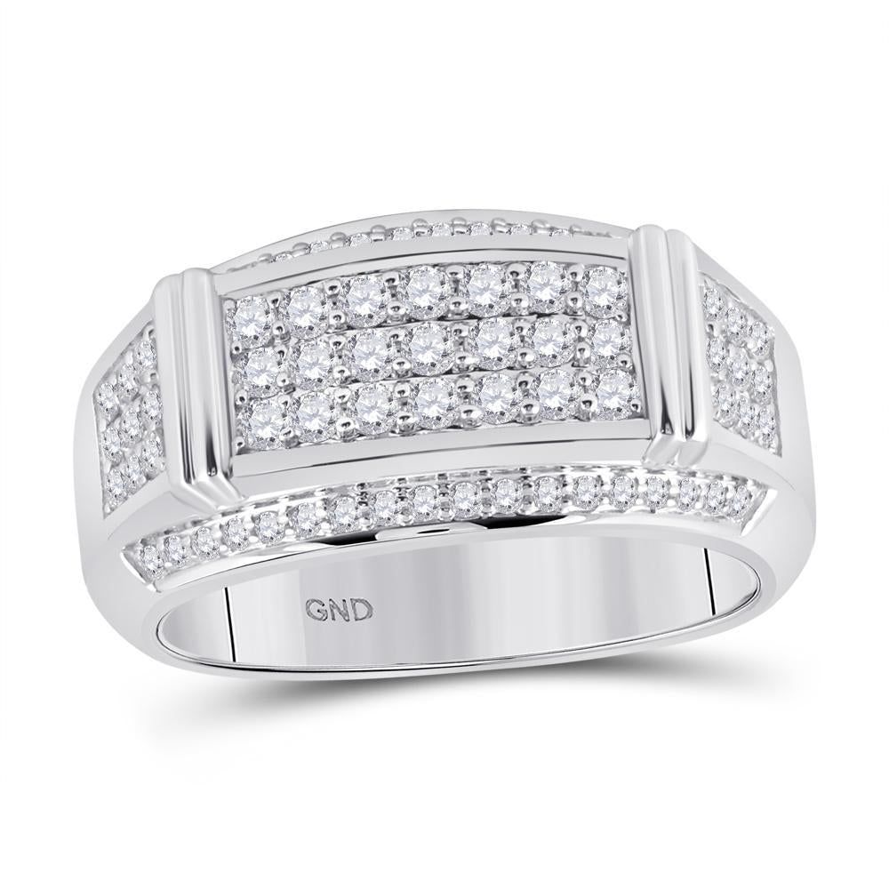 10kt White Gold Mens Round Diamond Band Ring 1 Cttw
