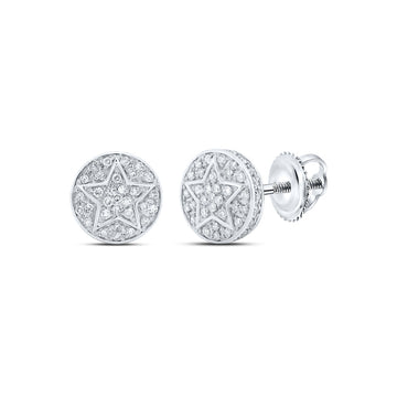 10kt White Gold Round Diamond Star Earrings 1/4 Cttw