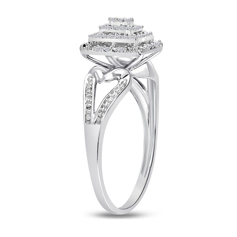 10kt White Gold Womens Round Diamond Cluster Ring 1/6 Cttw
