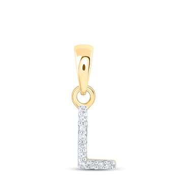 10kt Yellow Gold Womens Round Diamond L Initial Letter Pendant .02 Cttw