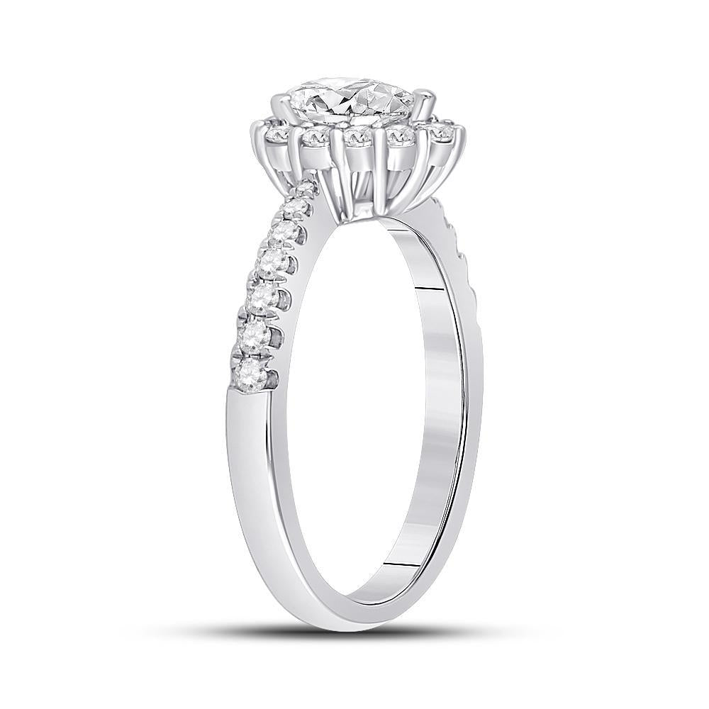 14kt White Gold Pear Diamond Solitaire Bridal Wedding Engagement Ring 1 Cttw