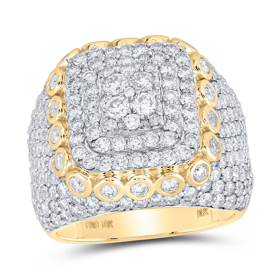 10kt Yellow Gold Mens Round Diamond Square Ring 5-1/2 Cttw