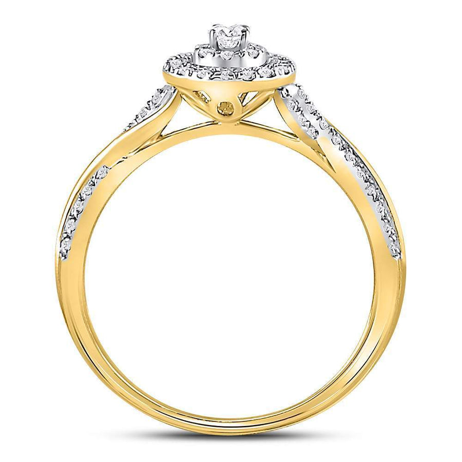 14kt Yellow Gold Round Diamond Teardrop Cluster Bridal Wedding Engagement Ring 1/4 Cttw
