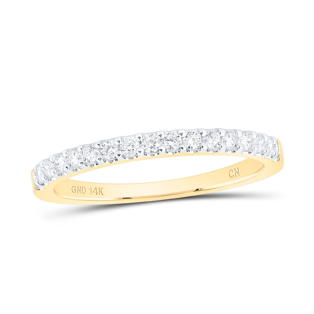 14kt Yellow Gold Womens Round Diamond Wedding Single Row Band 1/3 Cttw
