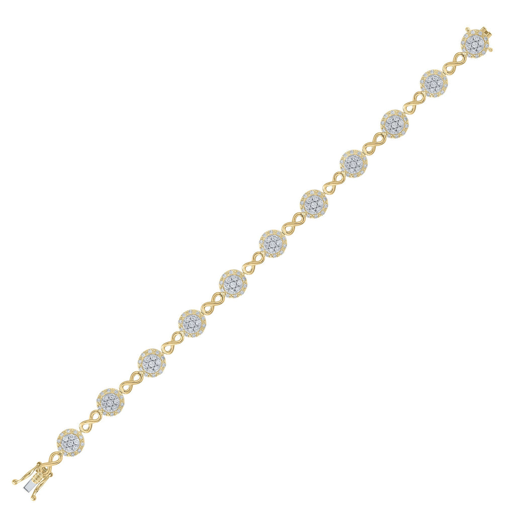 10kt Yellow Gold Womens Round Diamond Infinity Bracelet 2-1/5 Cttw