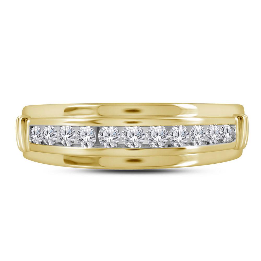 14kt Yellow Gold Mens Round Diamond Wedding Band Ring 1/2 Cttw