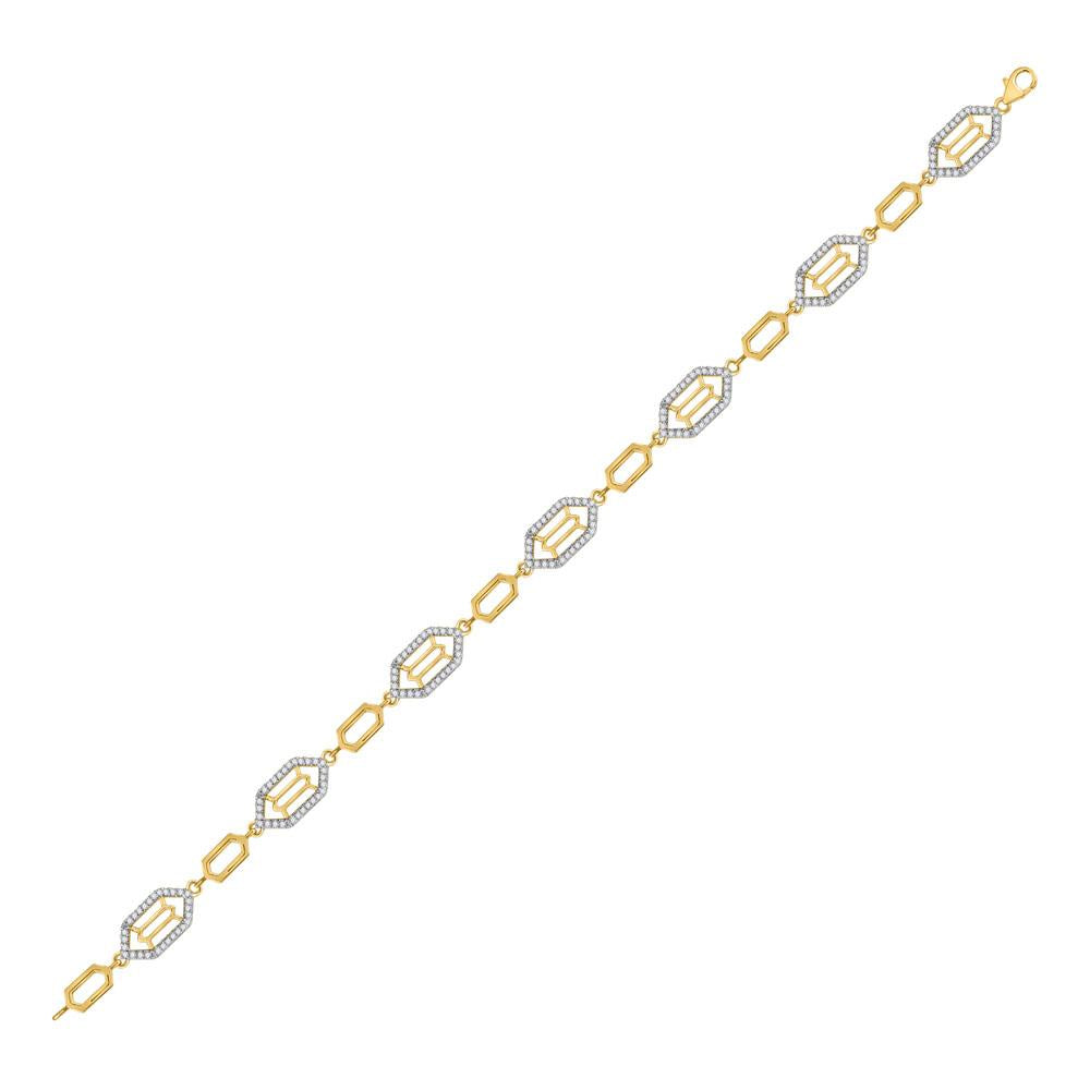 10kt Yellow Gold Womens Round Diamond Geometric Fashion Bracelet 1/2 Cttw
