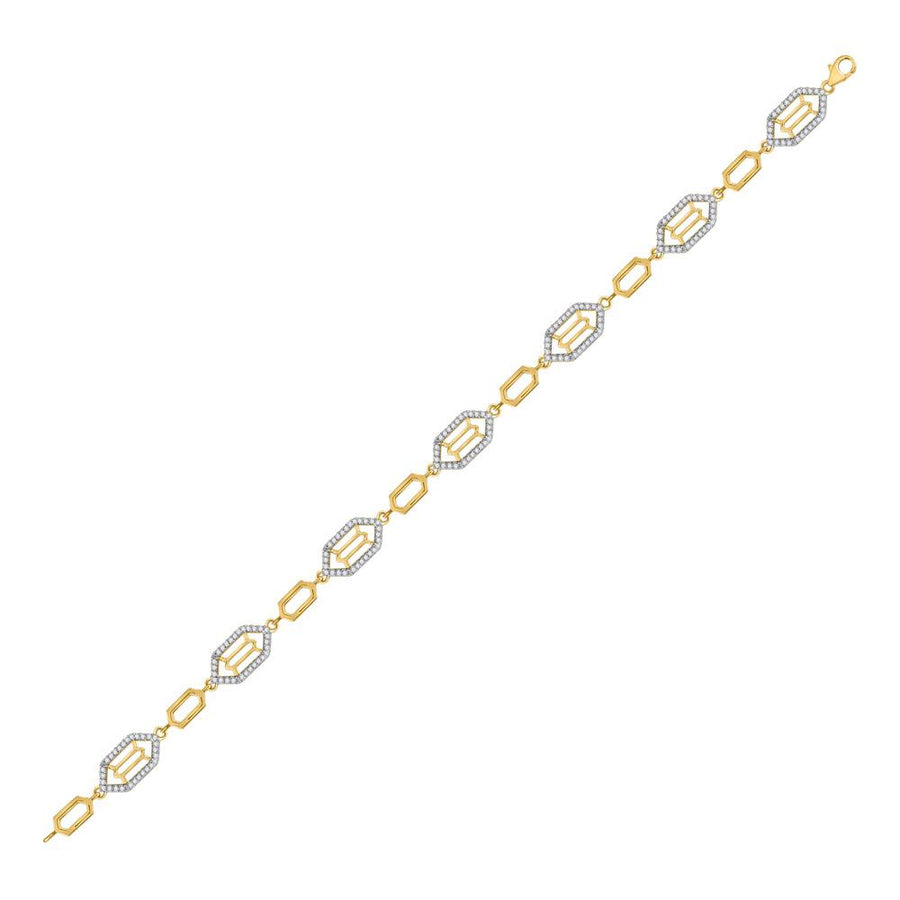 10kt Yellow Gold Womens Round Diamond Geometric Fashion Bracelet 1/2 Cttw