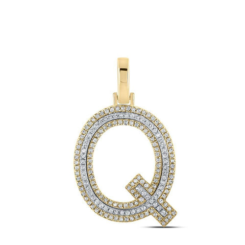 10kt Two-tone Gold Mens Round Diamond Q Initial Letter Pendant 3/8 Cttw