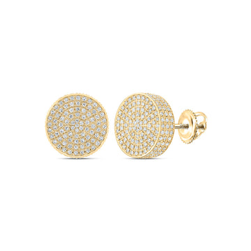10kt Yellow Gold Round Diamond 3D Circle Earrings 7/8 Cttw