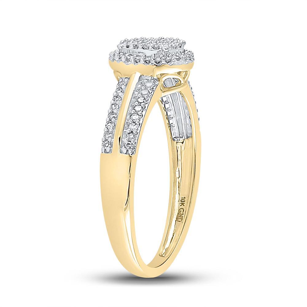 10kt Yellow Gold Round Diamond Circle Cluster Bridal Wedding Engagement Ring 1/4 Cttw
