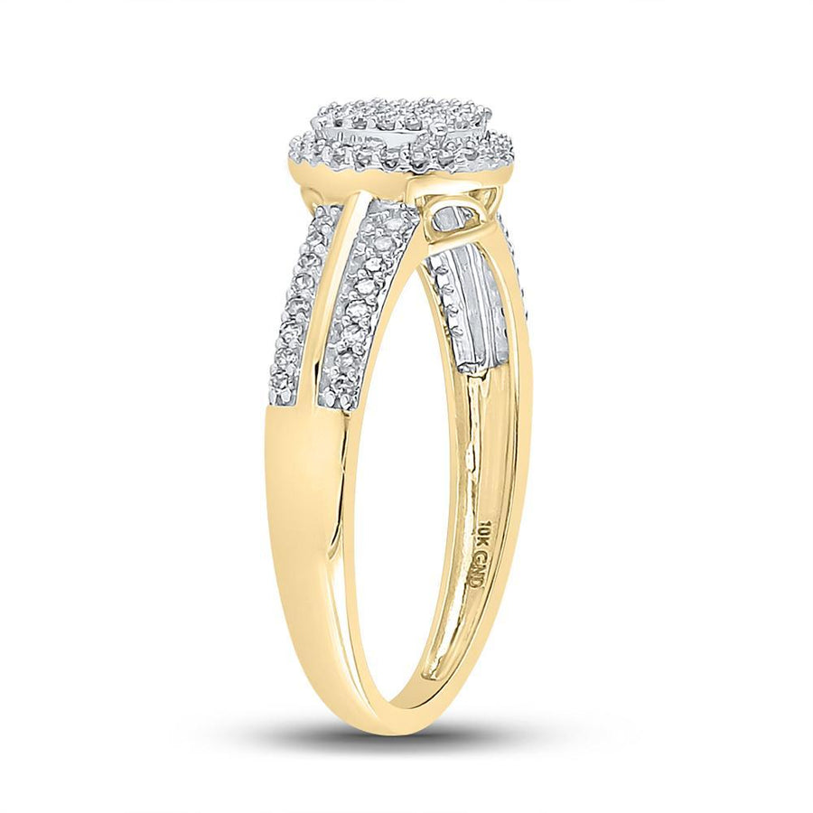 10kt Yellow Gold Round Diamond Circle Cluster Bridal Wedding Engagement Ring 1/4 Cttw