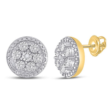 10kt Yellow Gold Womens Round Diamond Illusion Cluster Earrings .01 Cttw