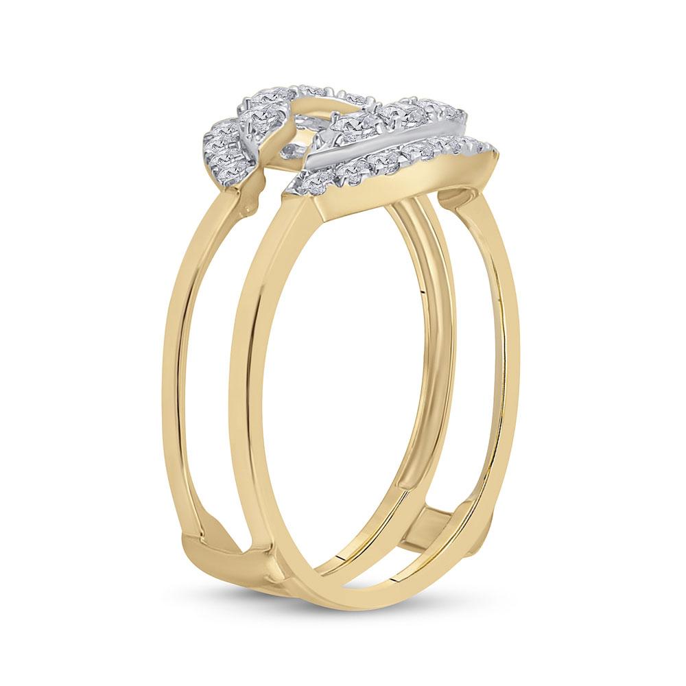 14kt Yellow Gold Womens Round Diamond Wedding Wrap Ring Guard Enhancer 1/2 Cttw