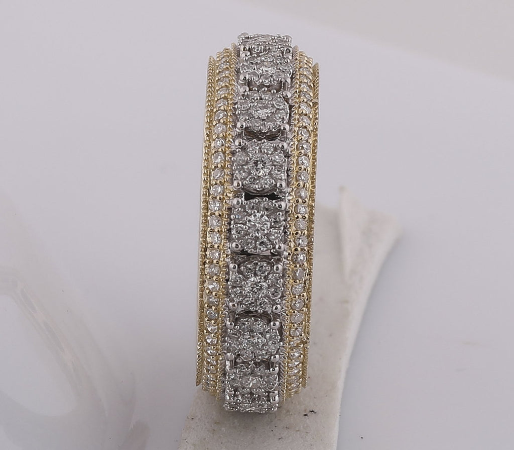 10kt Yellow Gold Mens Round Diamond Statement Cluster Band Ring 1-1/4 Cttw