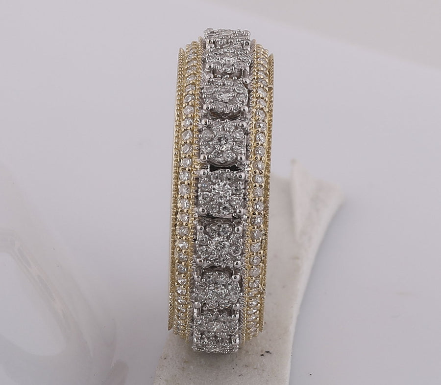10kt Yellow Gold Mens Round Diamond Statement Cluster Band Ring 1-1/4 Cttw