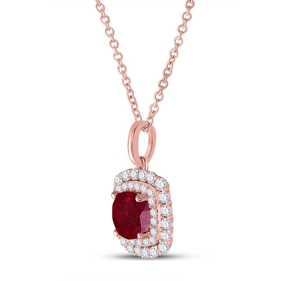 14kt Rose Gold Womens Round Ruby Solitaire Pendant 1-3/8 Cttw