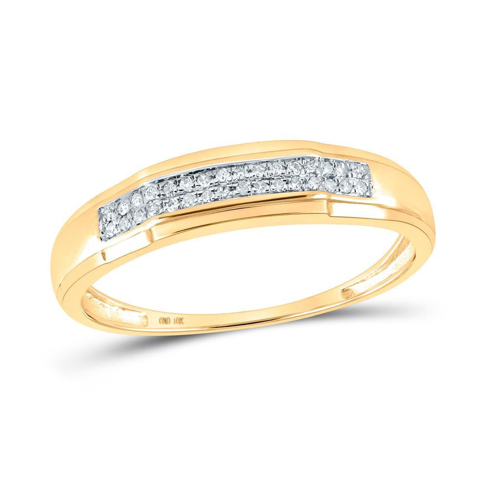 10kt Yellow Gold His Hers Round Diamond Cluster Matching Wedding Set 1/3 Cttw