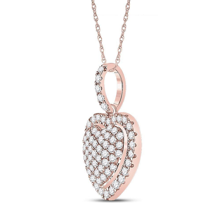 14kt Rose Gold Womens Round Diamond Heart Pendant 1/2 Cttw