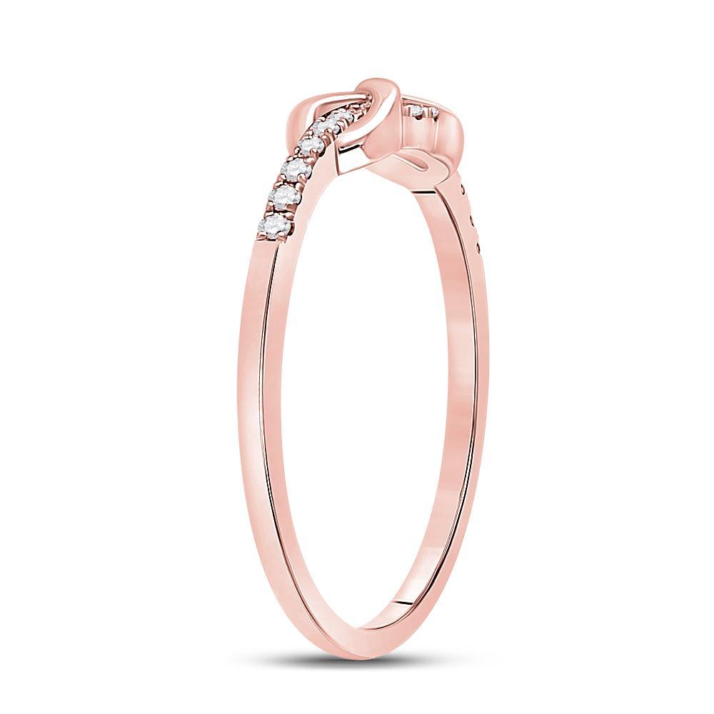 10kt Rose Gold Womens Round Diamond Infinity Knot Stackable Band Ring 1/10 Cttw