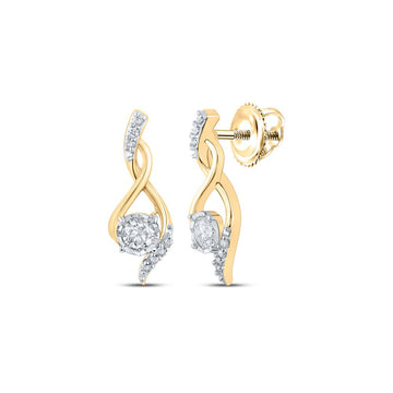 10kt Yellow Gold Womens Round Diamond Cluster Earrings 1/6 Cttw
