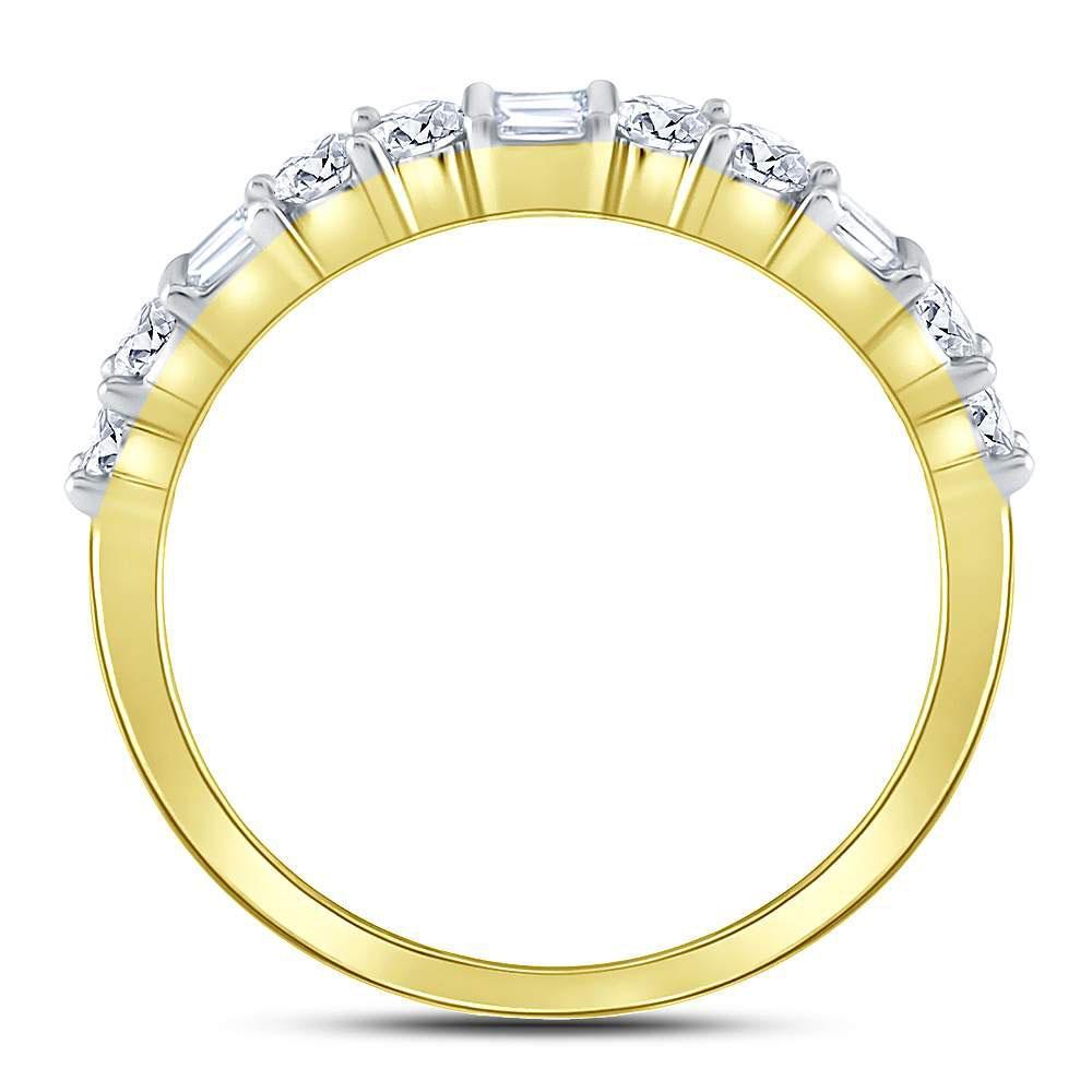 10kt Yellow Gold Womens Baguette Round Diamond Band Ring 1/2 Cttw