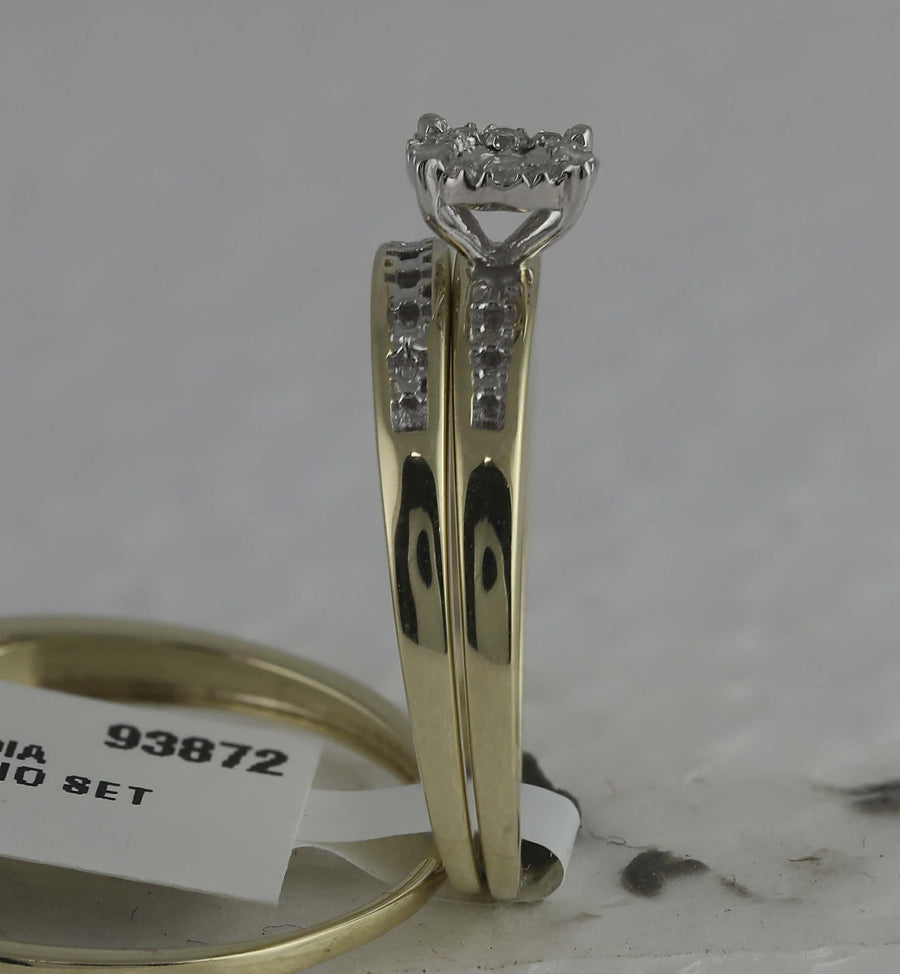 10kt Yellow Gold His Hers Round Diamond Solitaire Matching Wedding Set 1/12 Cttw