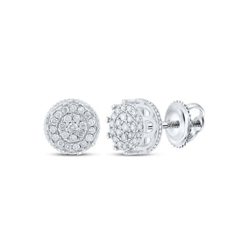 10kt White Gold Round Diamond Cluster Earrings 1/2 Cttw