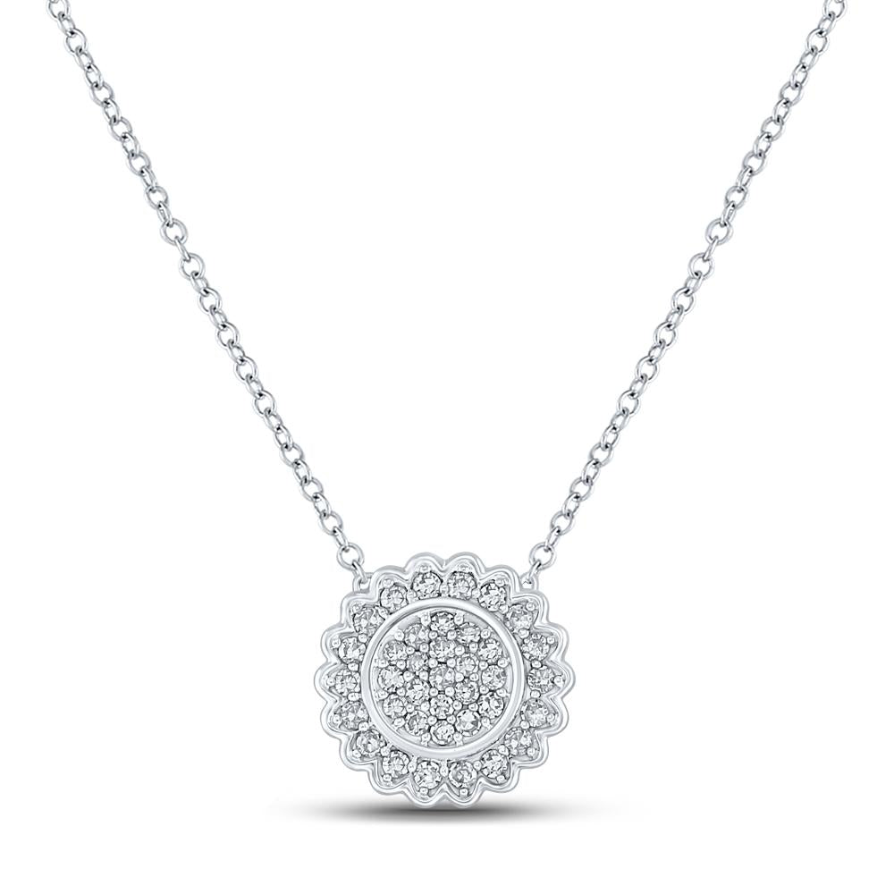 10kt White Gold Womens Round Diamond 18-inch Cluster Necklace 1/5 Cttw