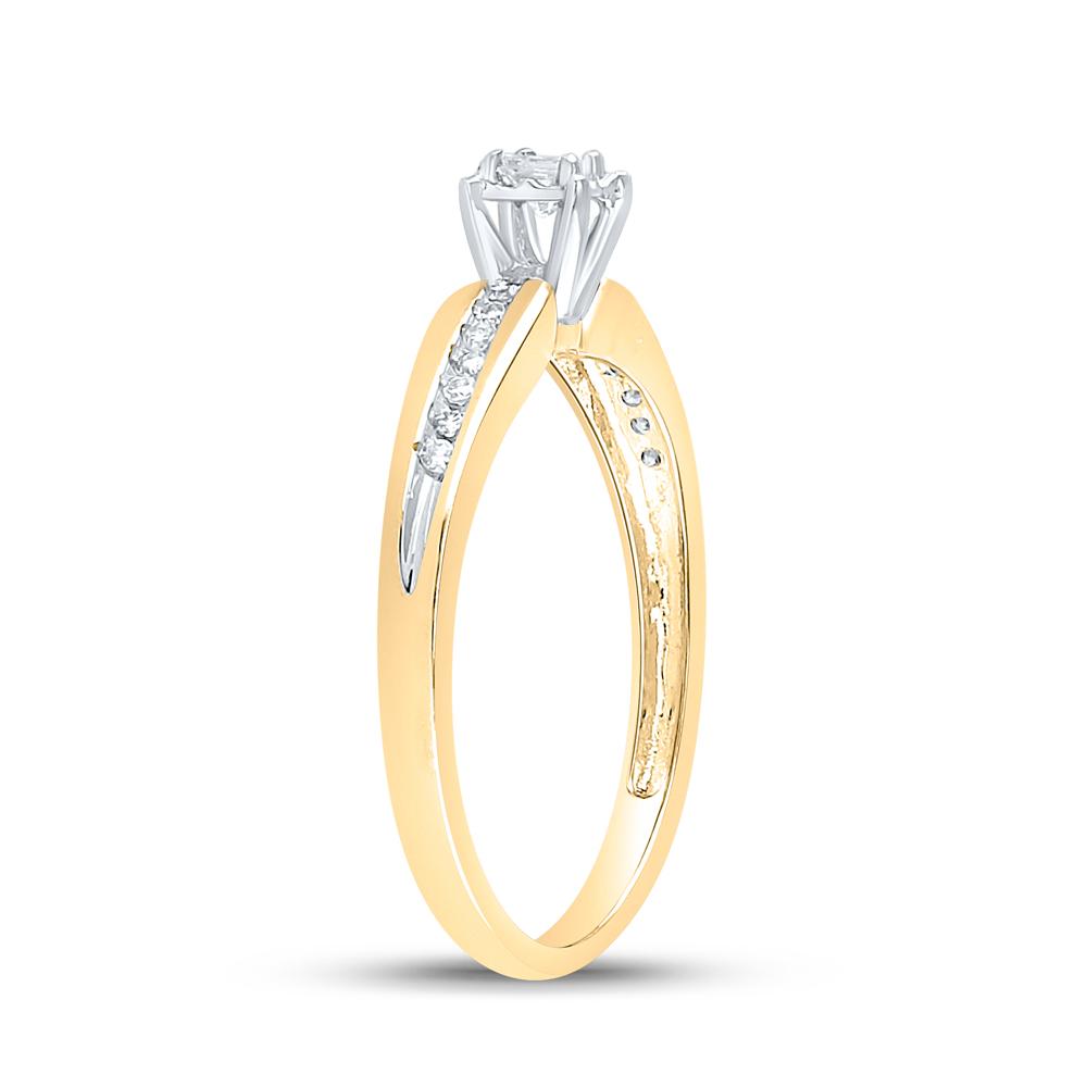 10kt Yellow Gold Womens Princess Diamond Solitaire Promise Ring 1/6 Cttw