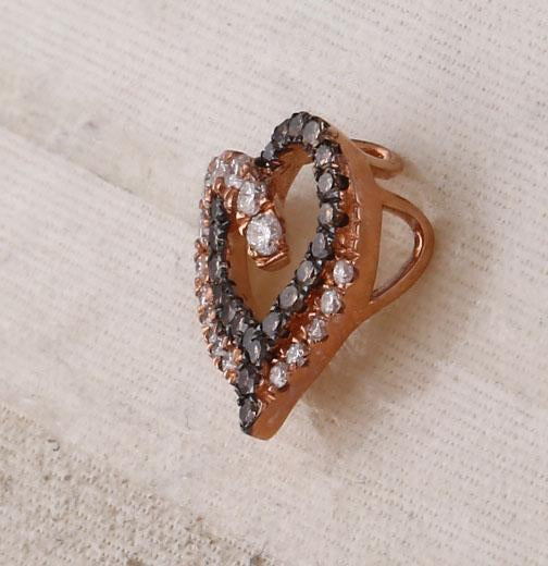 10kt Rose Gold Womens Round Brown Diamond Heart Pendant 1/3 Cttw