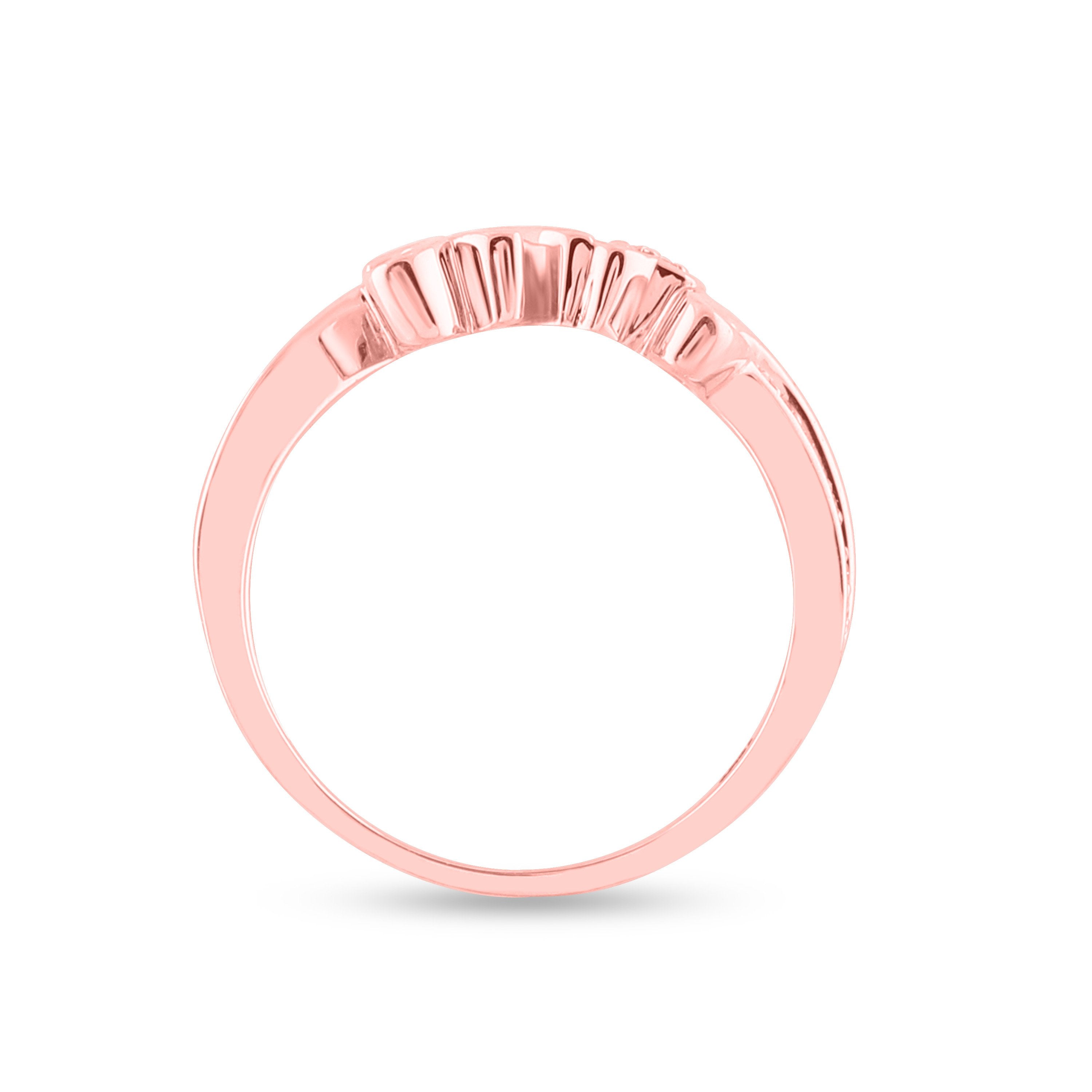 10kt Rose Gold Womens Round Diamond Love Heart Ring 1/12 Cttw