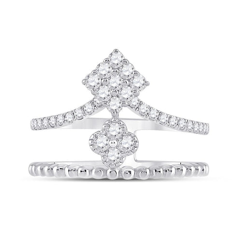 10kt White Gold Womens Round Diamond Offset Square Fashion Ring 1/2 Cttw