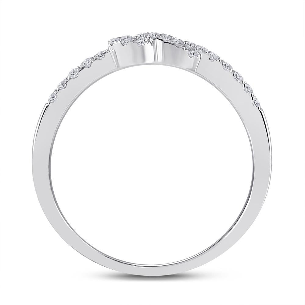 10kt White Gold Womens Round Diamond Knot Stackable Band Ring 1/5 Cttw