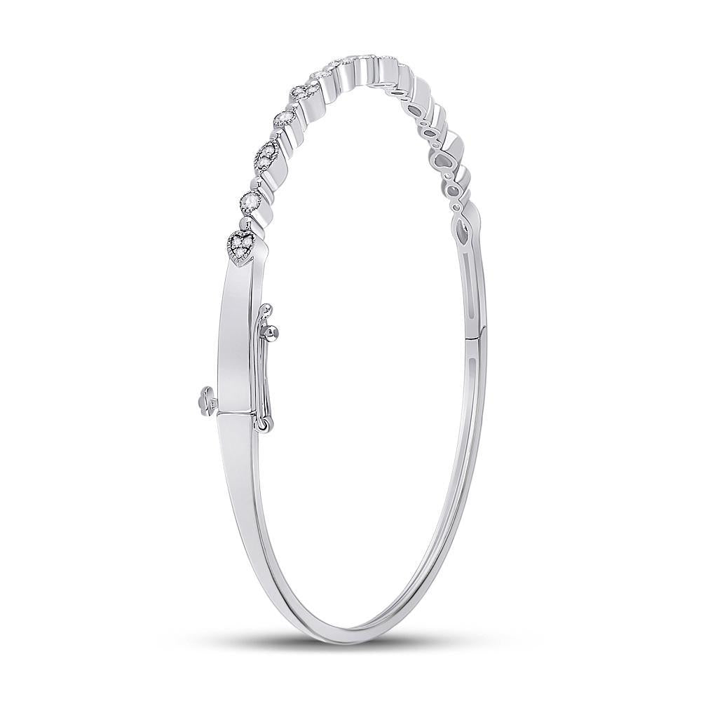 10kt White Gold Womens Round Diamond Stackable Bangle Bracelet 1/3 Cttw