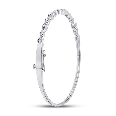 10kt White Gold Womens Round Diamond Stackable Bangle Bracelet 1/3 Cttw