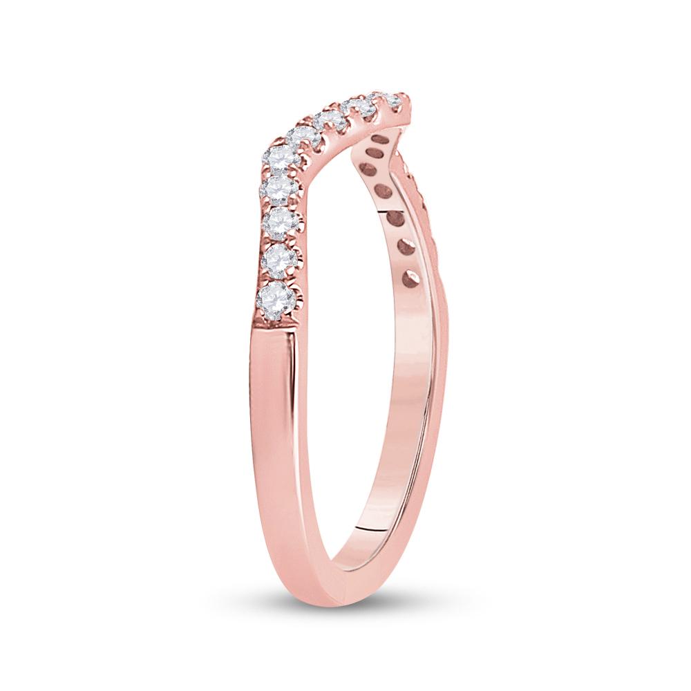 10kt Rose Gold Womens Round Diamond Wedding Curved Enhancer Band 1/5 Cttw