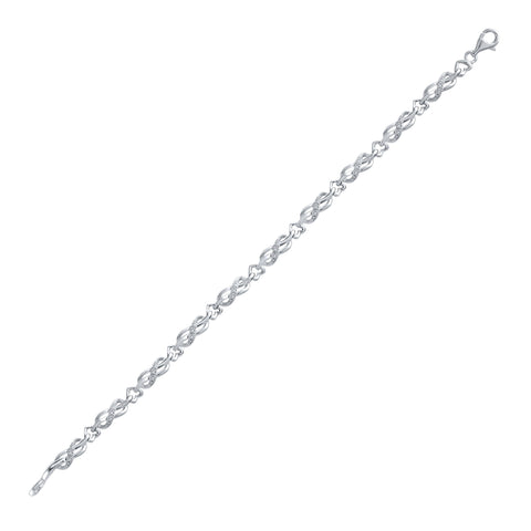 Sterling Silver Womens Round Diamond Infinity Heart Bracelet 1/10 Cttw