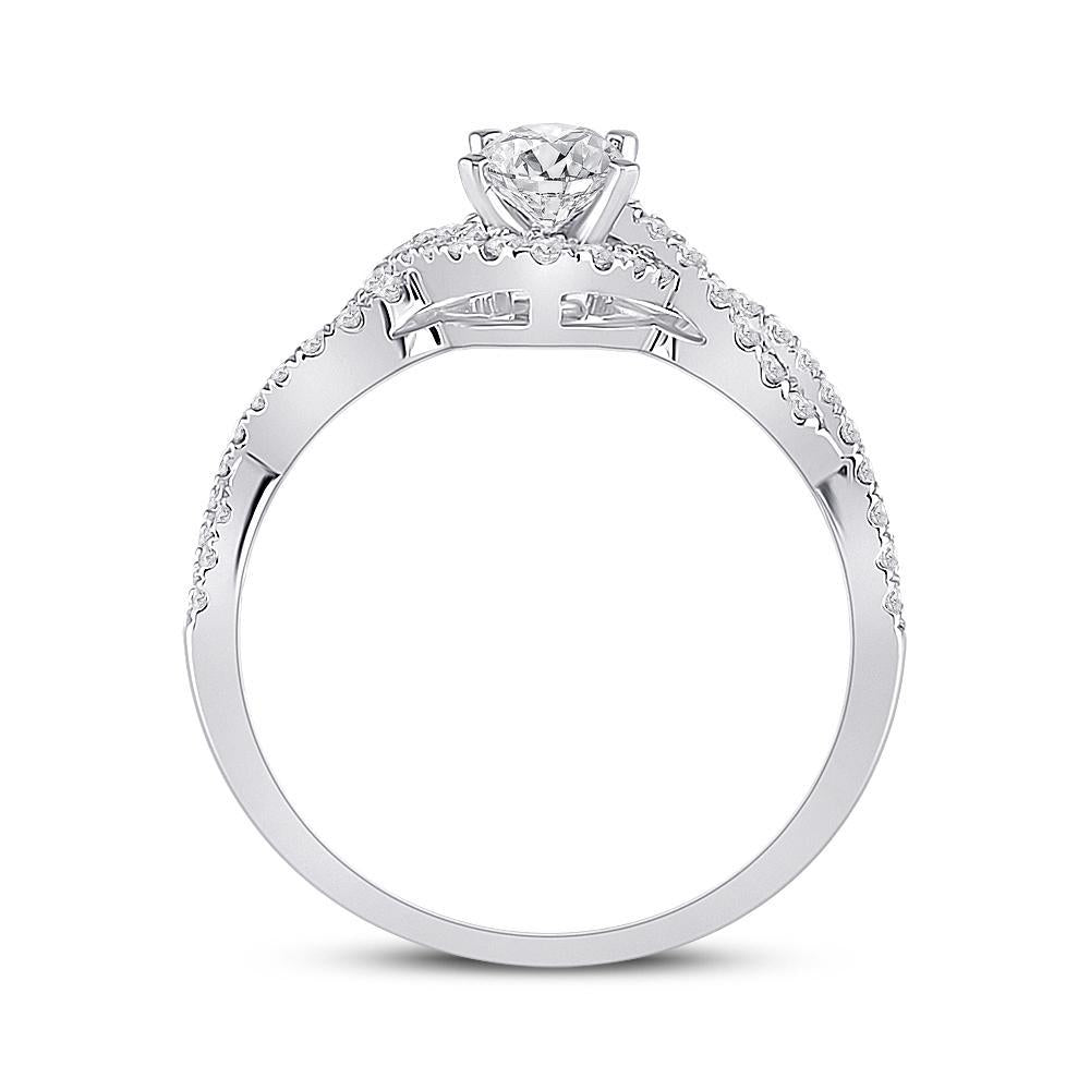14kt White Gold Oval Diamond Halo Bridal Wedding Engagement Ring 7/8 Cttw